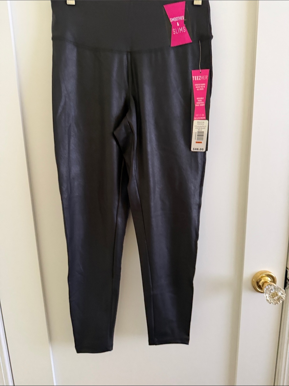 Teezher High-Waist Black Faux-Leather Leggings